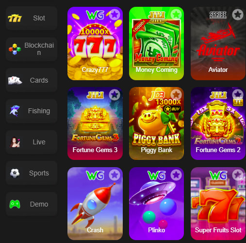 Main screen of luck22 game page for PK players - 4